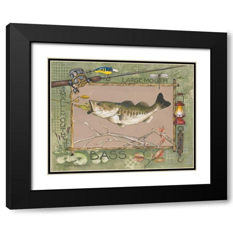 Large Mouth Bass Black Modern Wood Framed Art Print with Double Matting by Phillips, Anita