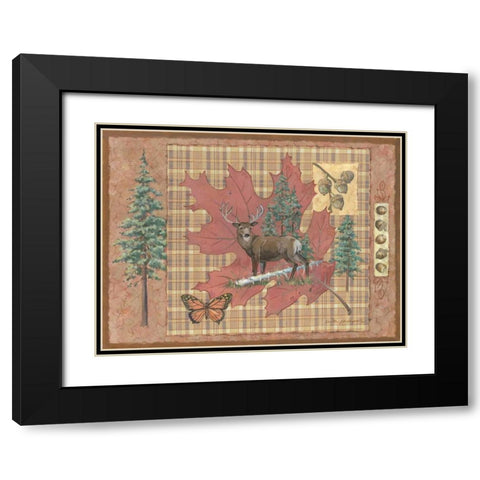 Deer Leaf Black Modern Wood Framed Art Print with Double Matting by Phillips, Anita