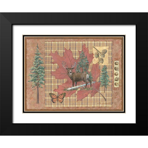 Deer Leaf Black Modern Wood Framed Art Print with Double Matting by Phillips, Anita