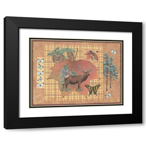 Elk Leaf Black Modern Wood Framed Art Print with Double Matting by Phillips, Anita