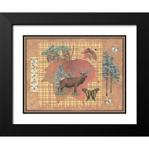 Elk Leaf Black Modern Wood Framed Art Print with Double Matting by Phillips, Anita