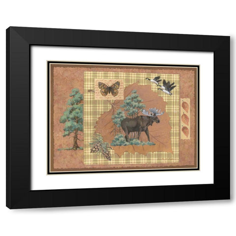 Moose Leaf Black Modern Wood Framed Art Print with Double Matting by Phillips, Anita