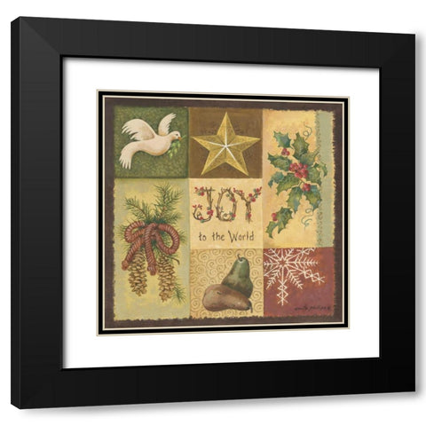 Joy to the World Black Modern Wood Framed Art Print with Double Matting by Phillips, Anita