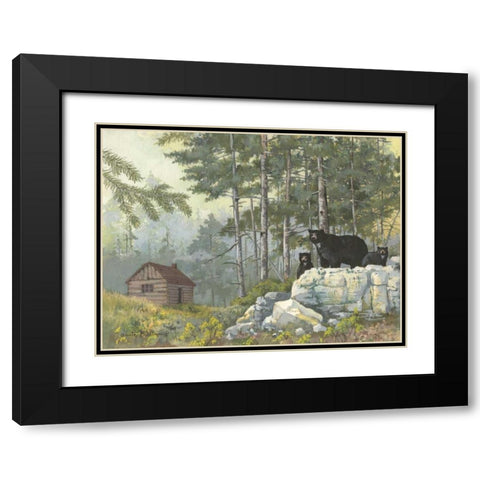 Bears Cabin Black Modern Wood Framed Art Print with Double Matting by Phillips, Anita