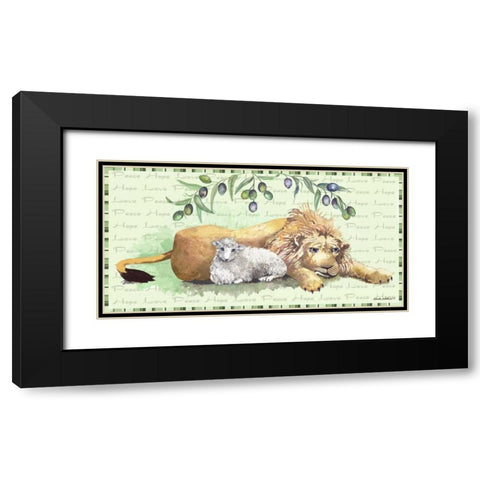 Lion and Lamb Black Modern Wood Framed Art Print with Double Matting by Phillips, Anita