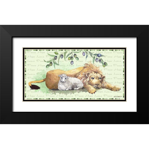 Lion and Lamb Black Modern Wood Framed Art Print with Double Matting by Phillips, Anita