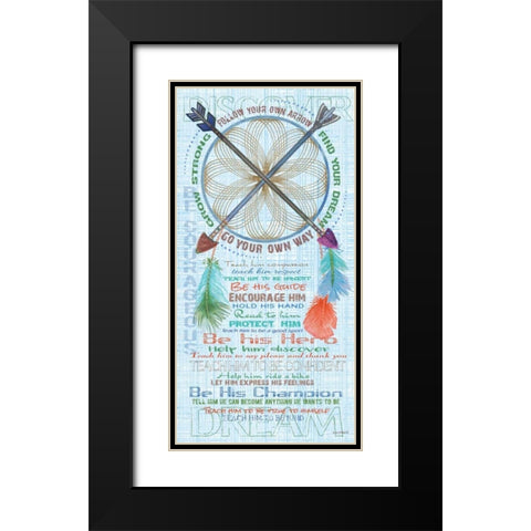 Boys Dream Catcher Black Modern Wood Framed Art Print with Double Matting by Phillips, Anita