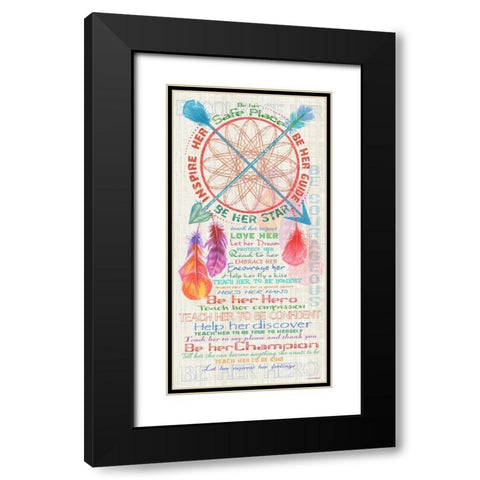 Girls Dream Catcher Black Modern Wood Framed Art Print with Double Matting by Phillips, Anita