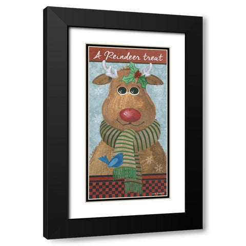 A Reindeer Treat Black Modern Wood Framed Art Print with Double Matting by Phillips, Anita