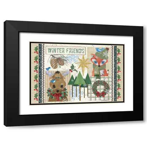 Winter Friends Black Modern Wood Framed Art Print with Double Matting by Phillips, Anita