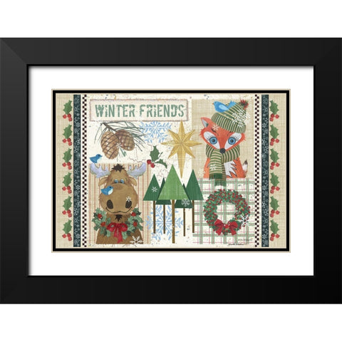 Winter Friends Black Modern Wood Framed Art Print with Double Matting by Phillips, Anita