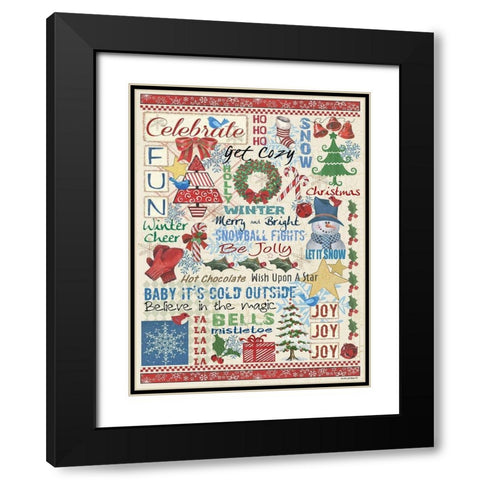 Celebrate Sampler Black Modern Wood Framed Art Print with Double Matting by Phillips, Anita