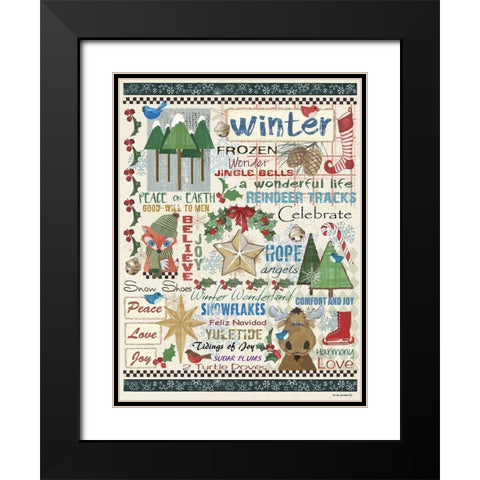 Winter Sampler Black Modern Wood Framed Art Print with Double Matting by Phillips, Anita