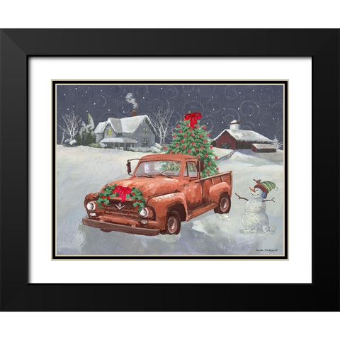 Old Truck and House Black Modern Wood Framed Art Print with Double Matting by Phillips, Anita