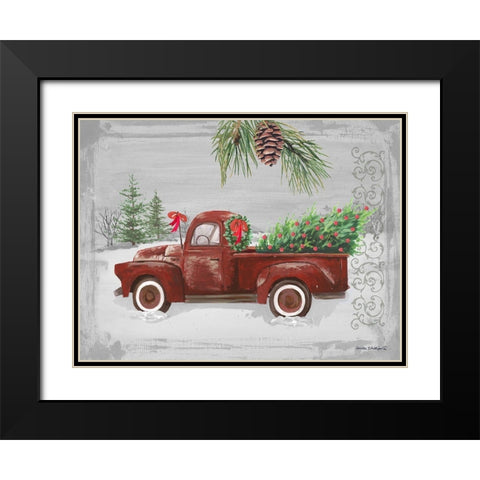 Red Truck Black Modern Wood Framed Art Print with Double Matting by Phillips, Anita
