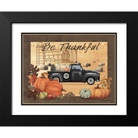 Be Thankful Black Modern Wood Framed Art Print with Double Matting by Phillips, Anita