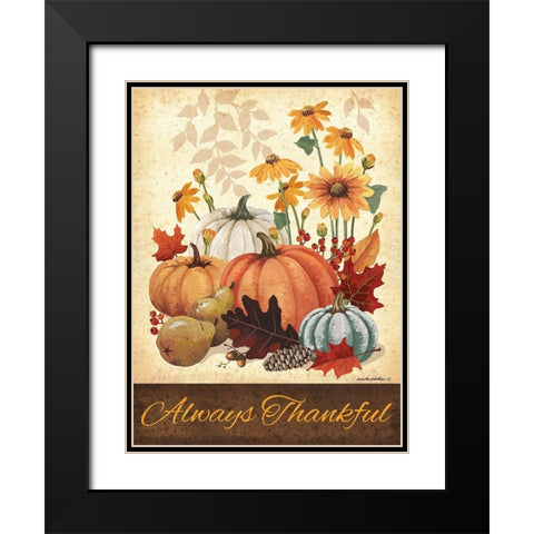 Always Thankful Black Modern Wood Framed Art Print with Double Matting by Phillips, Anita