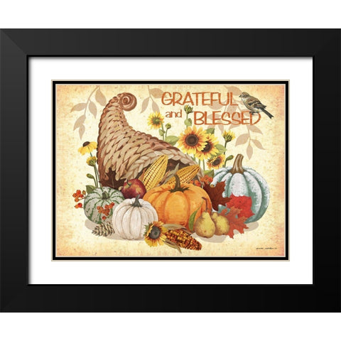 Grateful and Blessed Black Modern Wood Framed Art Print with Double Matting by Phillips, Anita