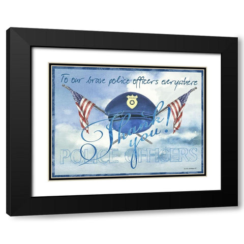 Thank You Police Officers Black Modern Wood Framed Art Print with Double Matting by Phillips, Anita