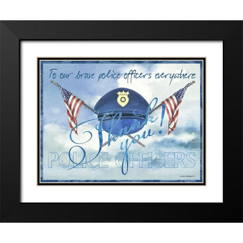 Thank You Police Officers Black Modern Wood Framed Art Print with Double Matting by Phillips, Anita