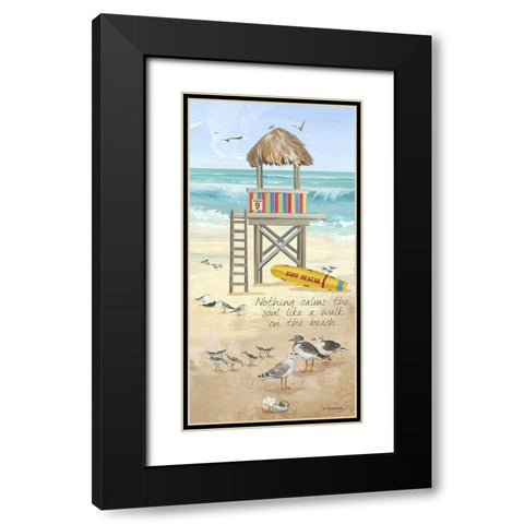 A Walk on the Beach Black Modern Wood Framed Art Print with Double Matting by Phillips, Anita