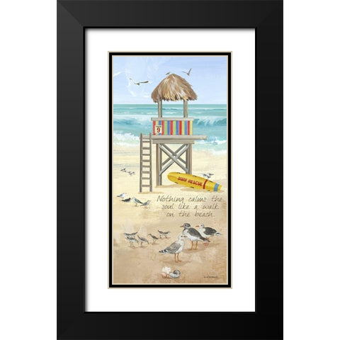 A Walk on the Beach Black Modern Wood Framed Art Print with Double Matting by Phillips, Anita