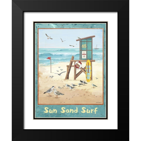 Sea, Sand, Surf Black Modern Wood Framed Art Print with Double Matting by Phillips, Anita
