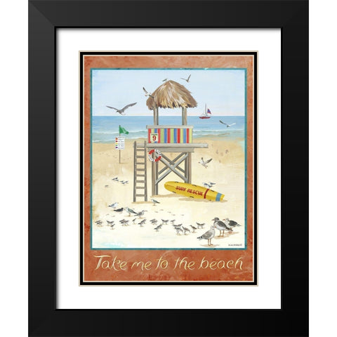 To the Beach Black Modern Wood Framed Art Print with Double Matting by Phillips, Anita