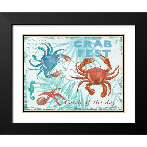 Crab Fest - Blue Black Modern Wood Framed Art Print with Double Matting by Phillips, Anita