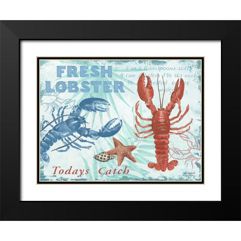 Fresh Lobster - Blue Black Modern Wood Framed Art Print with Double Matting by Phillips, Anita