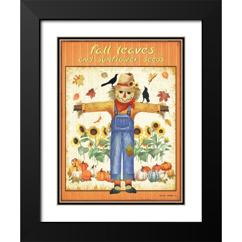 Fall Leaves Black Modern Wood Framed Art Print with Double Matting by Phillips, Anita