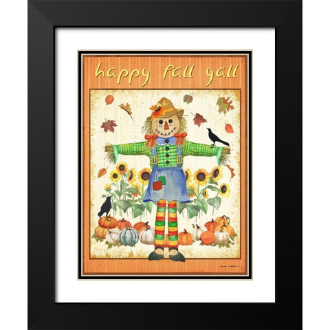 Fall Leaves Black Modern Wood Framed Art Print with Double Matting by Phillips, Anita