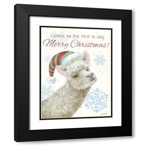 Llama Black Modern Wood Framed Art Print with Double Matting by Phillips, Anita