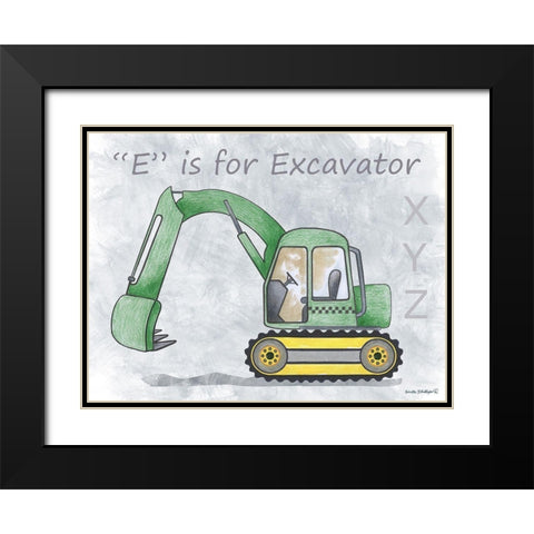 Excavator Black Modern Wood Framed Art Print with Double Matting by Phillips, Anita