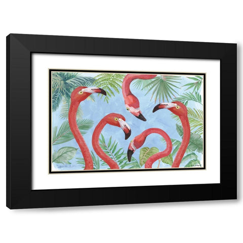 Flamingos III Black Modern Wood Framed Art Print with Double Matting by Phillips, Anita