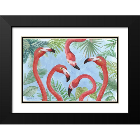 Flamingos III Black Modern Wood Framed Art Print with Double Matting by Phillips, Anita
