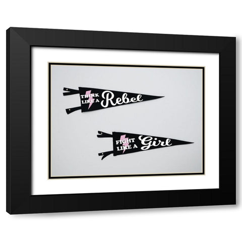 Pennants Black Modern Wood Framed Art Print with Double Matting by Hutchins, Ashley