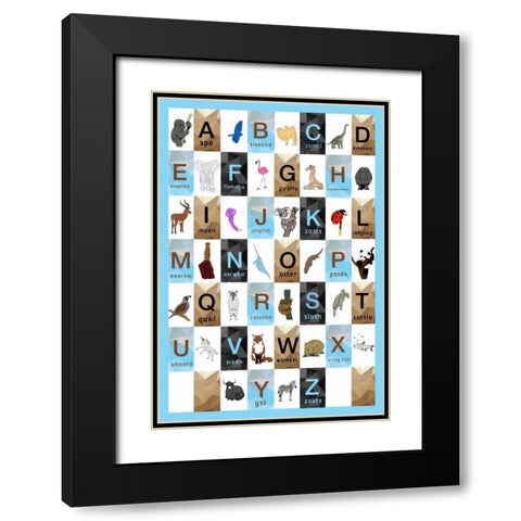 Alphabet - Boys Black Modern Wood Framed Art Print with Double Matting by Perrenoud, Aubree