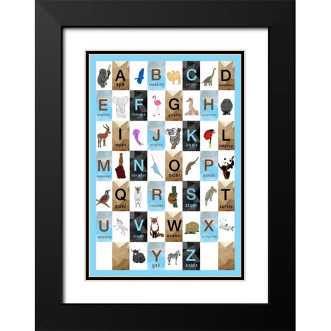 Alphabet - Boys Black Modern Wood Framed Art Print with Double Matting by Perrenoud, Aubree