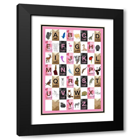 Alphabet - Girls Black Modern Wood Framed Art Print with Double Matting by Perrenoud, Aubree
