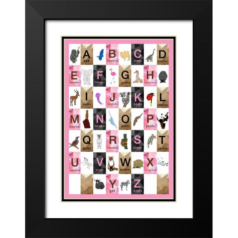 Alphabet - Girls Black Modern Wood Framed Art Print with Double Matting by Perrenoud, Aubree