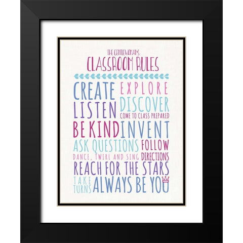 Gentlewomans Classroom Rules Black Modern Wood Framed Art Print with Double Matting by Perrenoud, Aubree