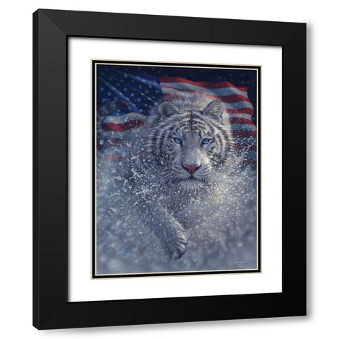 White Tiger America Black Modern Wood Framed Art Print with Double Matting by Bogle, Collin
