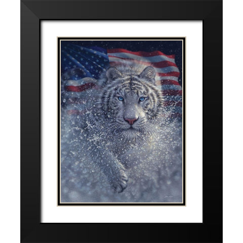 White Tiger America Black Modern Wood Framed Art Print with Double Matting by Bogle, Collin