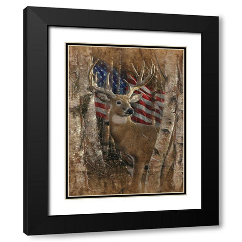 Whitetail Buck America Black Modern Wood Framed Art Print with Double Matting by Bogle, Collin