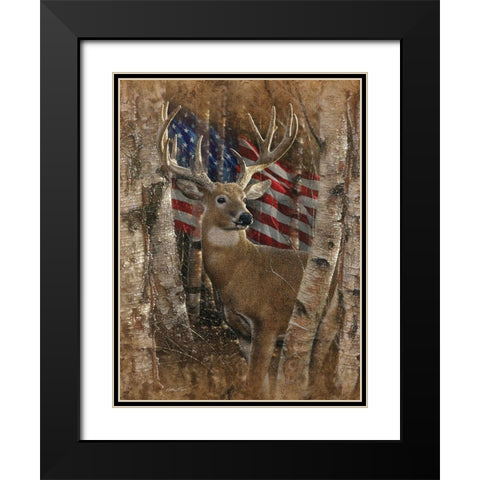 Whitetail Buck America Black Modern Wood Framed Art Print with Double Matting by Bogle, Collin