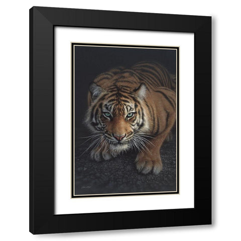 Crouching Tiger - Vertical Black Modern Wood Framed Art Print with Double Matting by Bogle, Collin