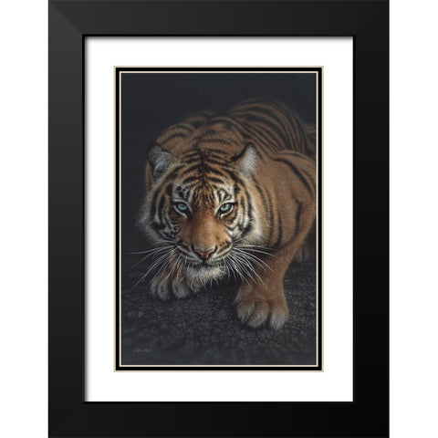 Crouching Tiger - Vertical Black Modern Wood Framed Art Print with Double Matting by Bogle, Collin