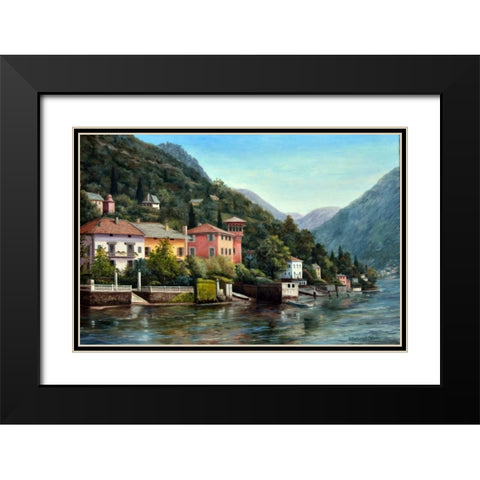 The Lenno Shore Black Modern Wood Framed Art Print with Double Matting by Felisky, Barbara