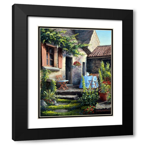 Tea on the Terrace Black Modern Wood Framed Art Print with Double Matting by Felisky, Barbara